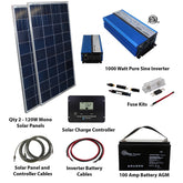 Solar Kit 240 W Solar | 1000 W Pure Sine Inverter | 100 A Battery