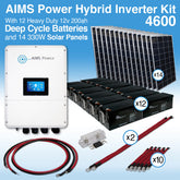 KIT Hybrid Inverter Charger, Battery Bank & Solar Panels 4.6 kW Inverter Output | 28,800 Watt Hour Battery Bank | 4620 Watt Solar Panels