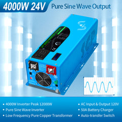 Low Freqency Inverter 4000W-DC24V (single phase) AC input 120V AC output 120V