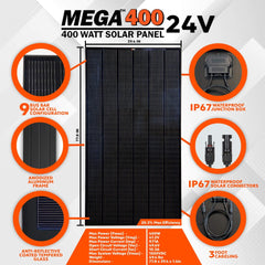 MEGA 400 Watt Monocrystalline Solar Panel | High Efficiency | Best Panel for On-Grid and Off-Grid | 25-Year Power Output Warranty | UL 61730 / UL 61215 Certified