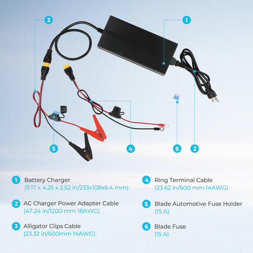 24V 10A AC-to-DC LFP Portable Battery Charger