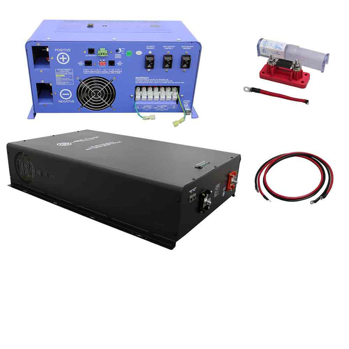 Off Grid/ Back Up 6,000 Watt Pure Sine Inverter Charger 120V & 24V Lithium Battery Kit