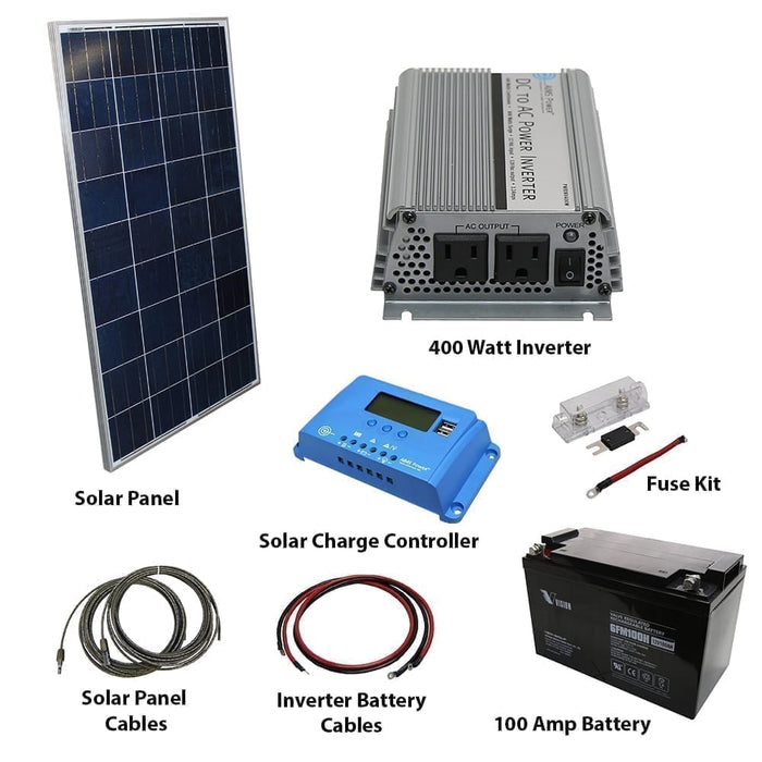 Solar Kit 120 W Solar | 400 W Inverter | 100 A Battery