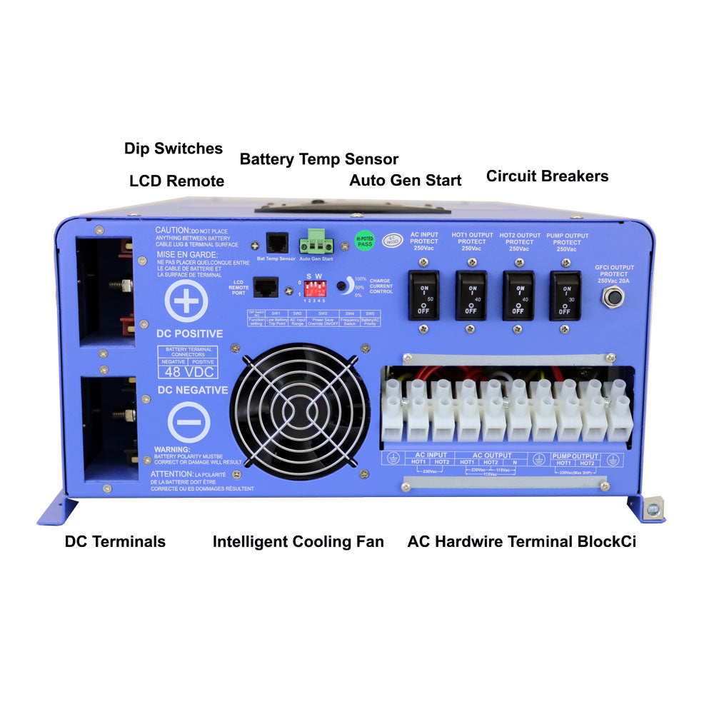 off Grid/ Back Up 8,000 Watt Pure Sine Inverter Charger 120V/240V & 48V Lithium Battery Kit