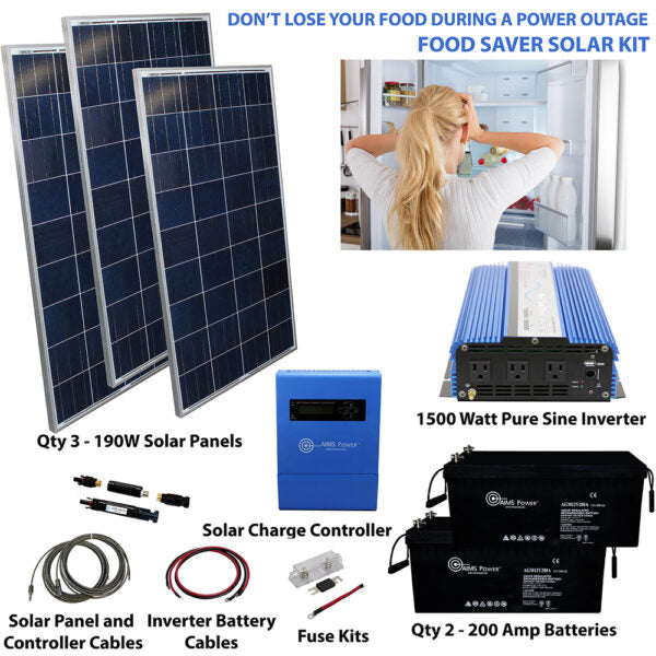 Solar Kit 570 W Solar | 1500 W Pure Sine Inverter | 200 A Batteries