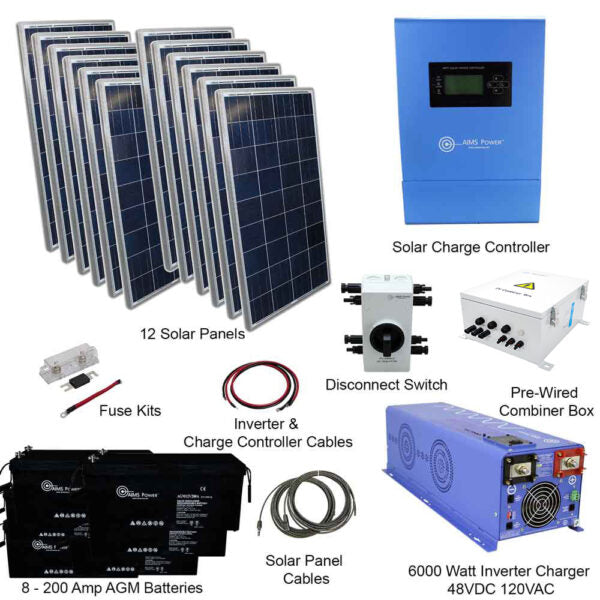 Solar Kit 3960 W Solar | 6000 W Pure Sine Inverter Charger 48VDC | 400 A Batteries