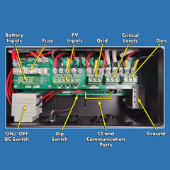 Hybrid Pure Sine Inverter Charger 9.6 kW Power Output 15 kW Solar Input Grid Tie & Battery Back Up