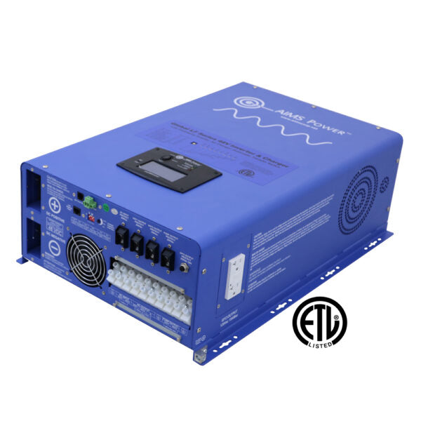 8000 Watt Pure Sine Inverter Charger ETL Listed	48 VDC 120/240 VAC 50/60Hz