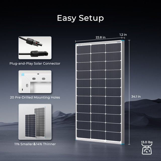 Renogy 4 Pieces 100 Watt 16BB N-Type Solar Panel