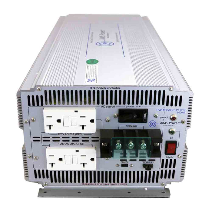 5000 Watt Pure Sine Power Inverter - Industrial Grade   12 VDC 120 VAC 50/60Hz