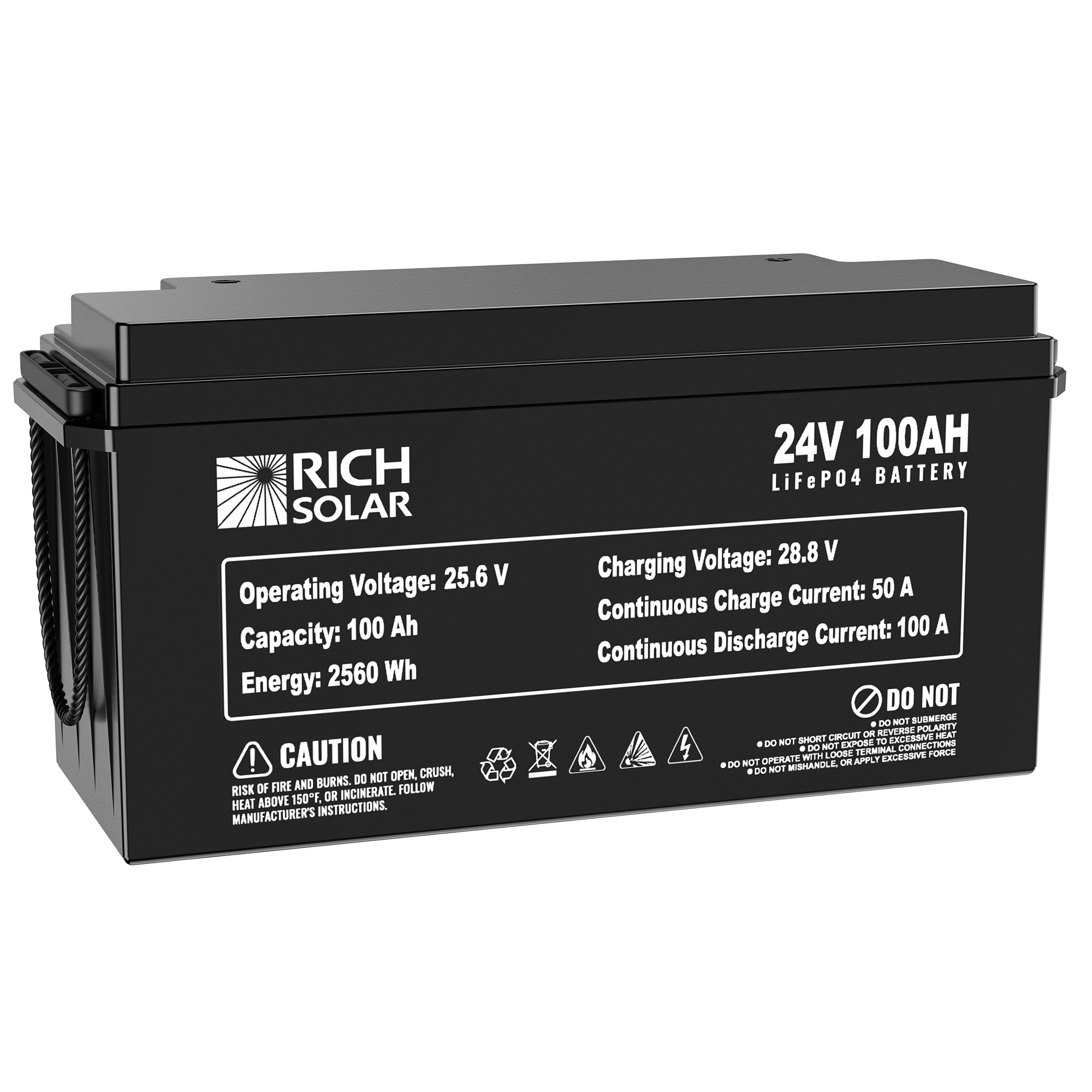 24V 100Ah LiFePO4 Lithium Iron Phosphate Battery