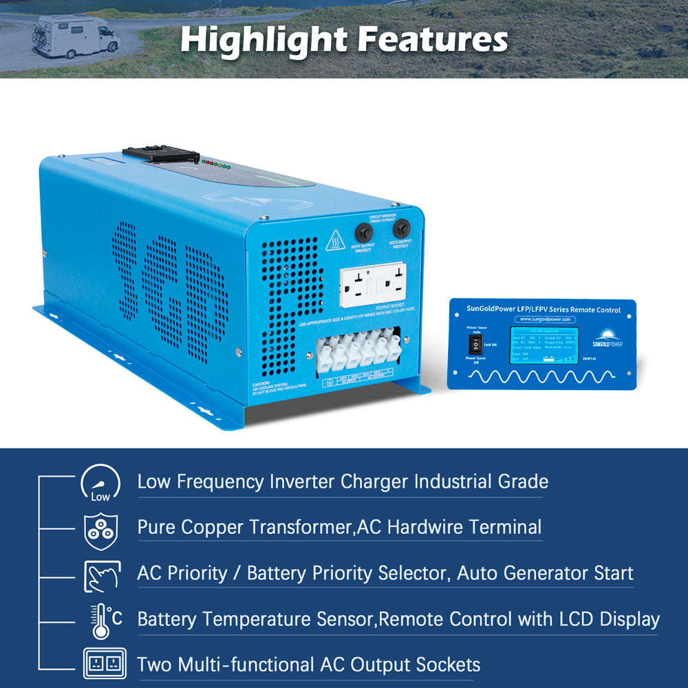 4000W DC 24V Split Phase Pure Sine Wave Inverter With Charger