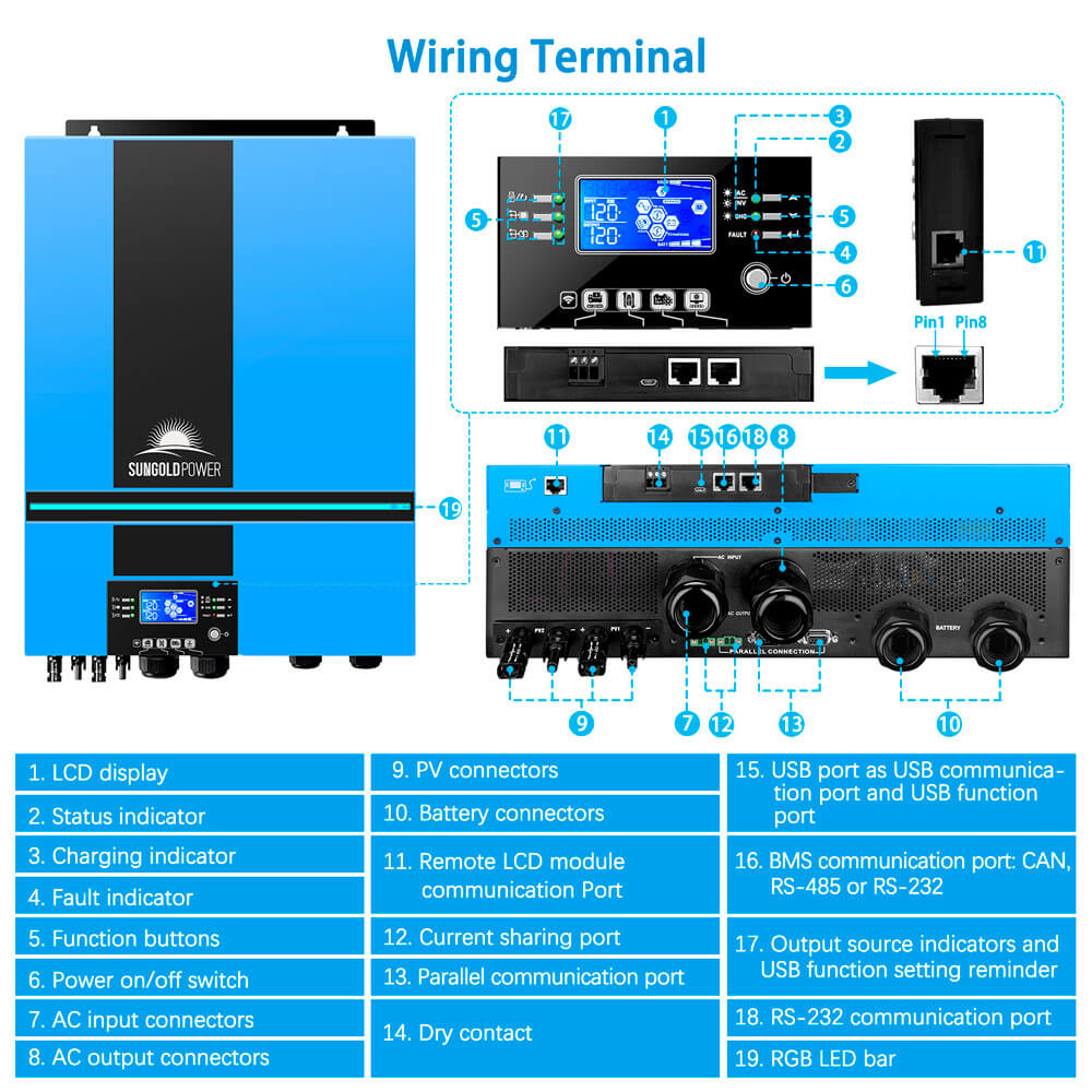 6500W 48V Solar Charge Inverter Parallel + Wifi Monitor UL1741 Standard