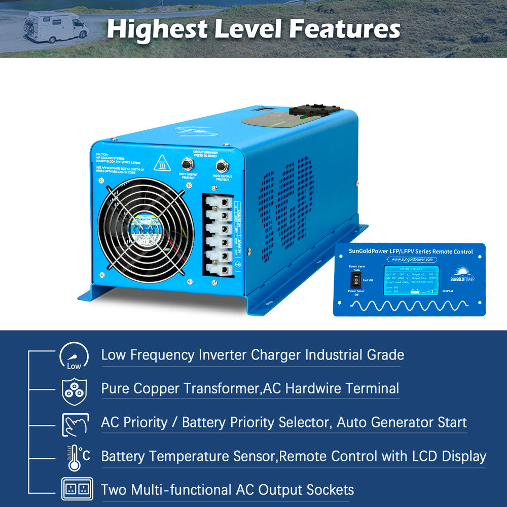 6000W DC 24V Split Phase Pure Sine Wave Inverter With Charger