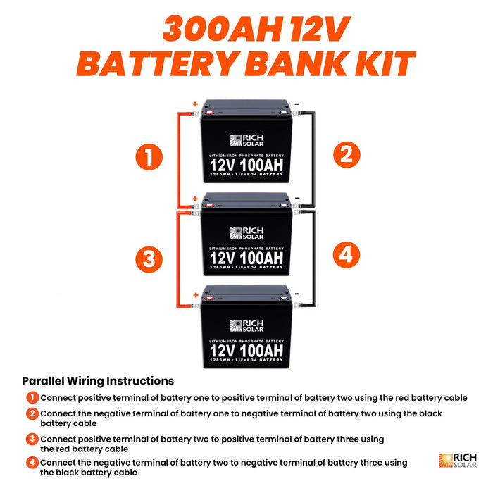 12V - 300AH - 3.8kWh Lithium Battery Bank