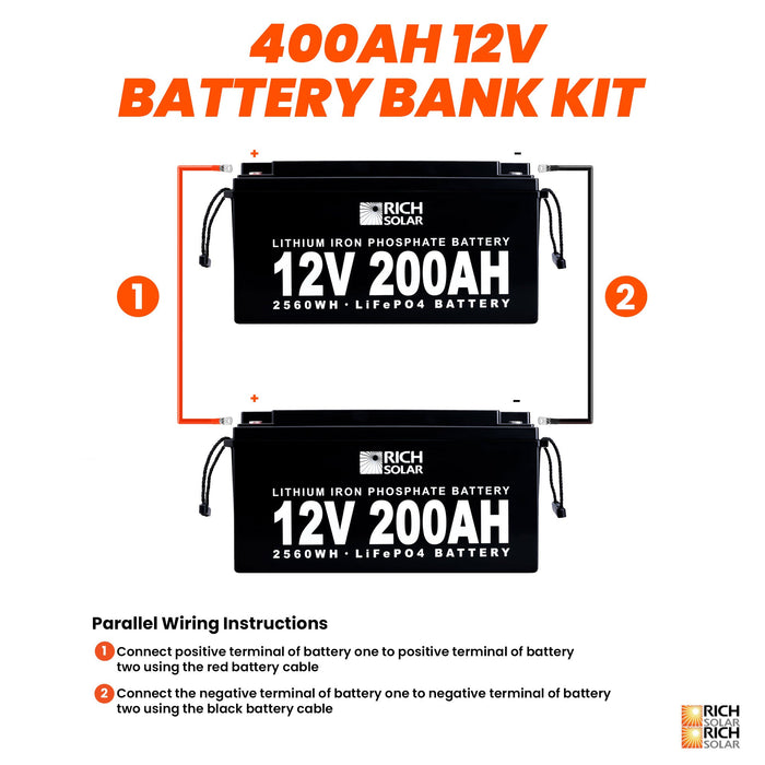 12V - 400AH - 5.1kWh Lithium Battery Bank