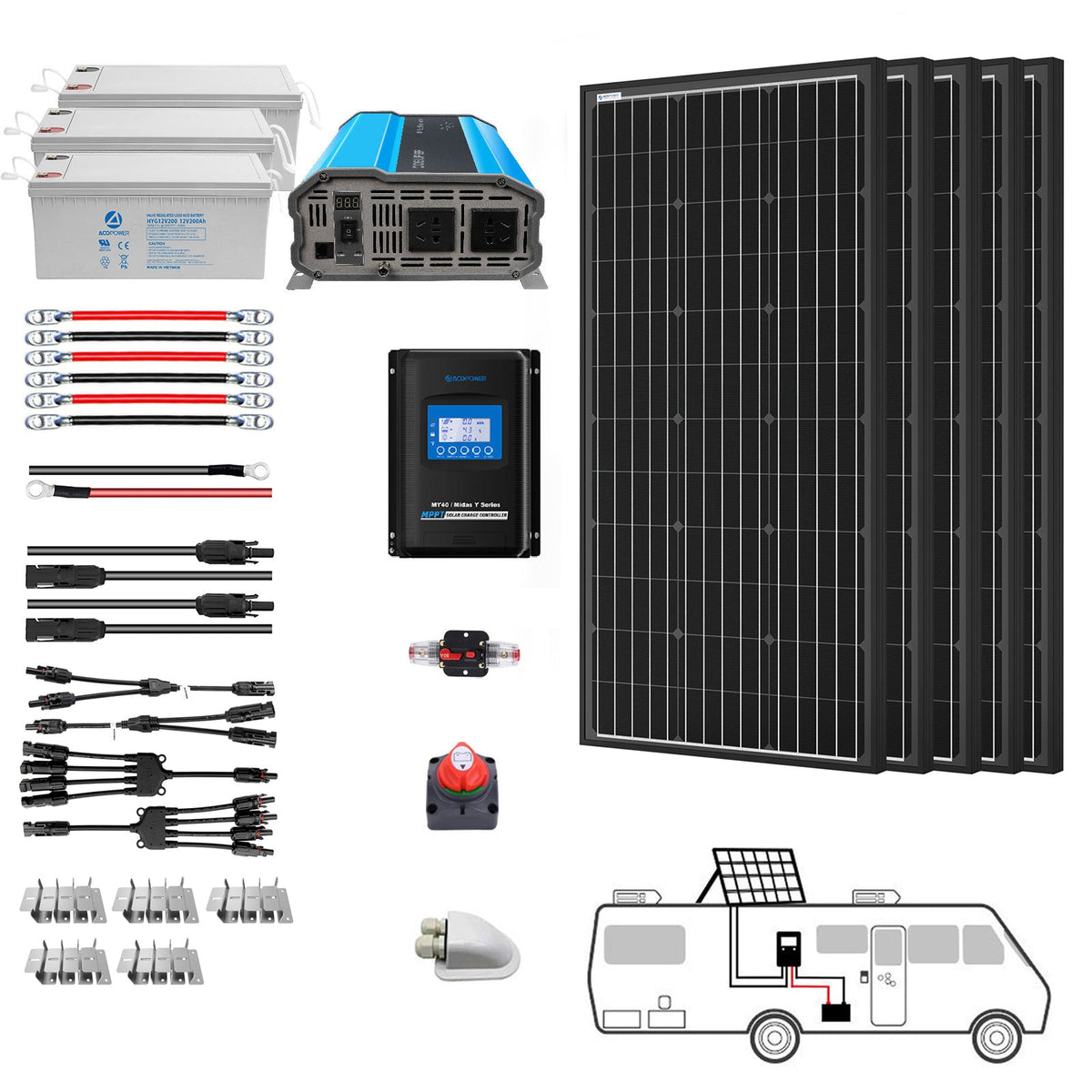 ACOPOWER 500W Mono RV Solar System