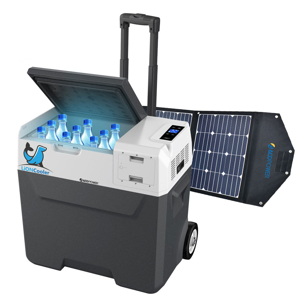 LiONCooler Combo, X50A Portable Solar Fridge/Freezer (52 Quarts) and 90W Solar Panel