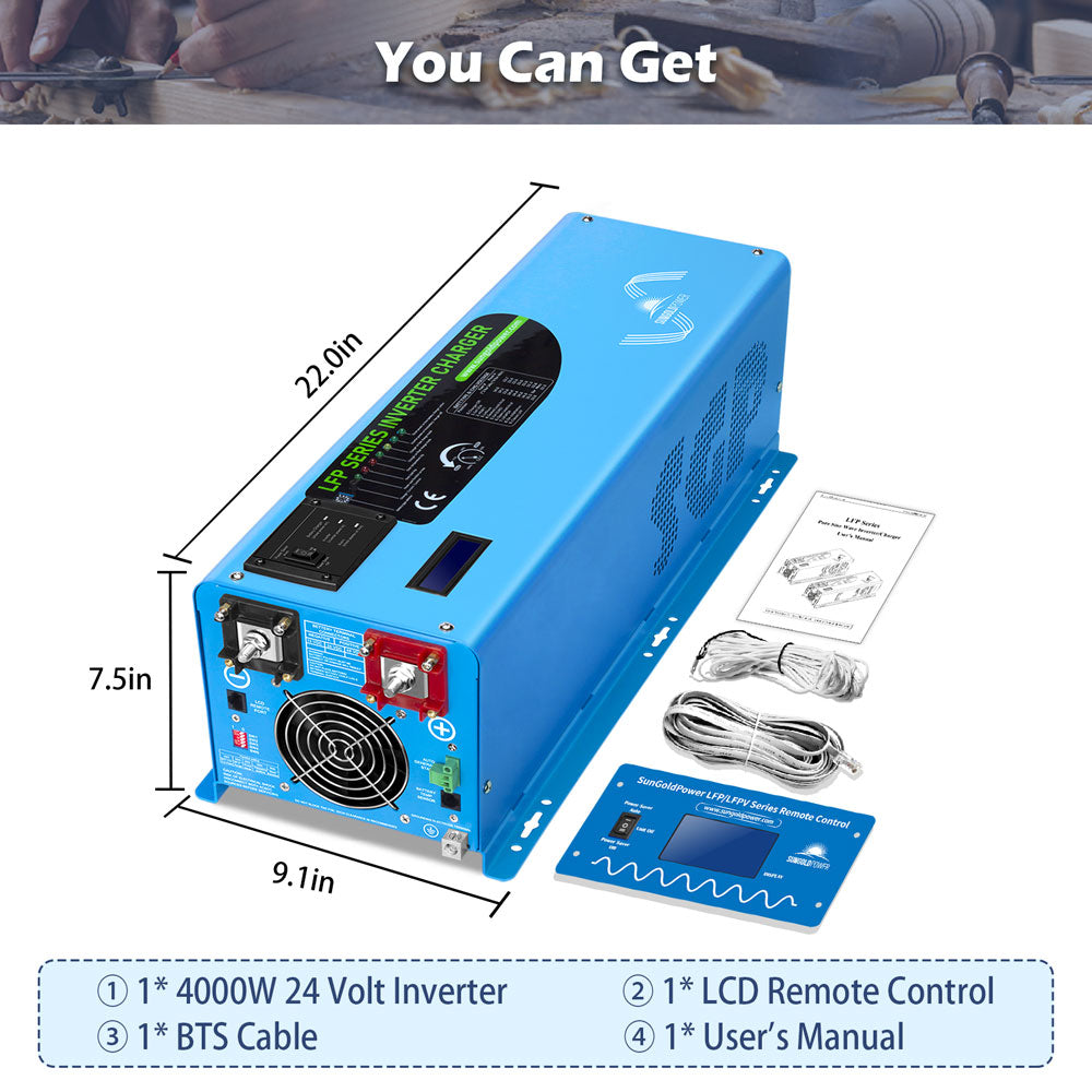 4000W DC 24V Split Phase Pure Sine Wave Inverter With Charger