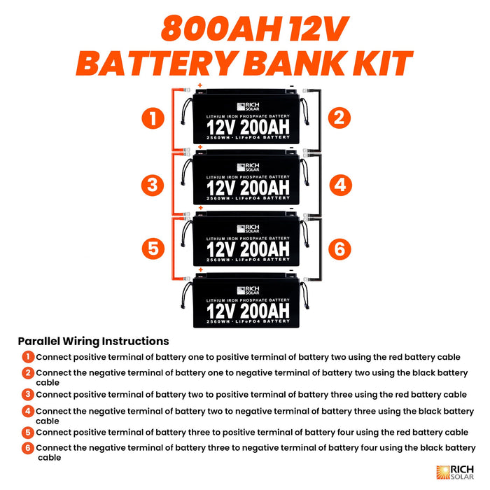 12V - 800AH - 10.2kWh Lithium Battery Bank