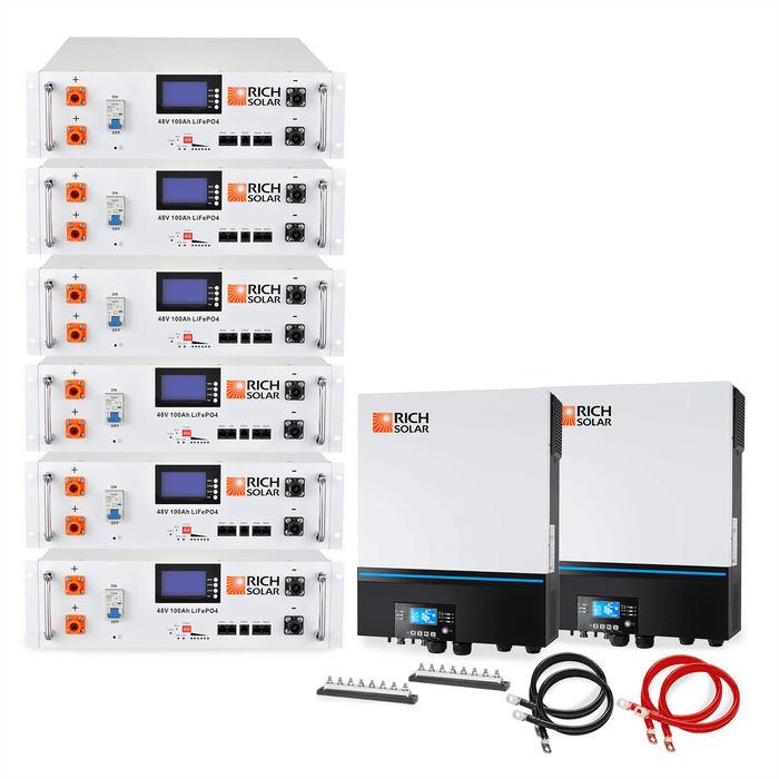 Off-Grid System Kit | 13,000W 120/240V Output, 48VDC(28.8kWh Alpha 5 Server Lithium Iron Phosphate Battery)