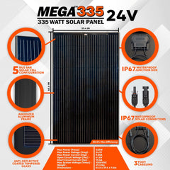 MEGA 335 Watt Monocrystalline Solar Panel | High Efficiency | Best Panel for On-Grid and Off-Grid | 25-Year Power Output Warranty | UL 61730 / UL 61215 Certified